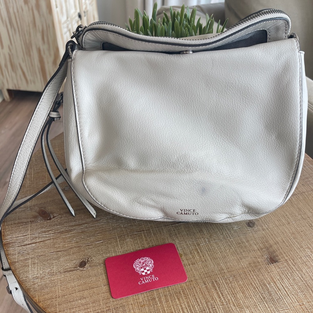 Vince Camuto Cream Leather Crossbody Purse
